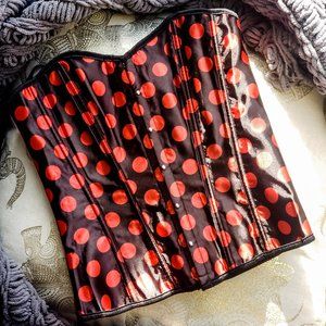 Black and Red Polka Dot Full Bust Corset